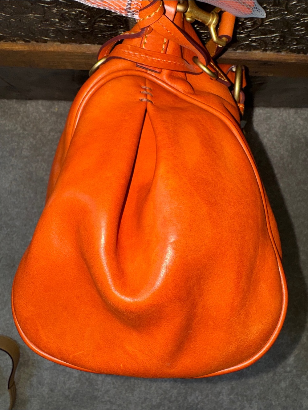 Dooney & Bourke large Florentine satchel with strap in HTF Orange - Picture 7 of 16